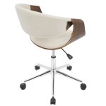 Curvo Mid-Century Modern Walnut and Cream Office Chair
