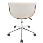 Curvo Mid-Century Modern Walnut and Cream Office Chair