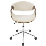 Curvo Mid-Century Modern Walnut and Cream Office Chair