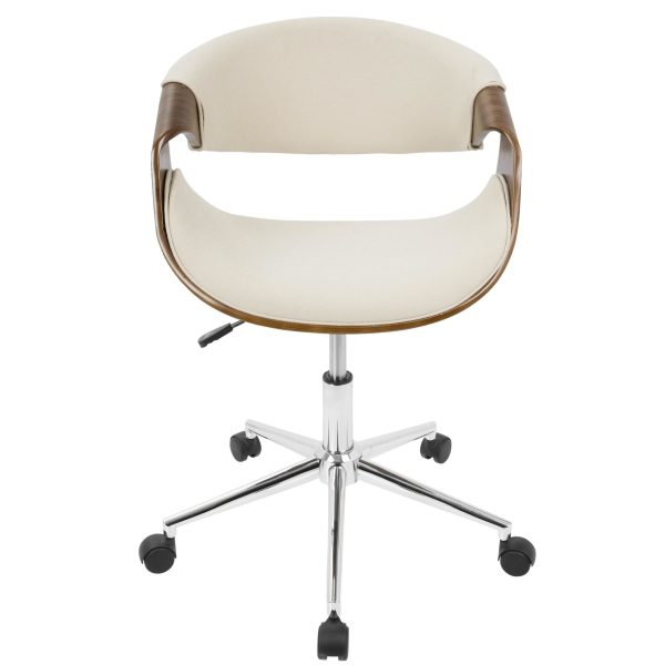 Curvo Mid Century Modern Walnut and Cream Office Chair 6