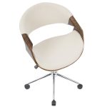 Curvo Mid-Century Modern Walnut and Cream Office Chair