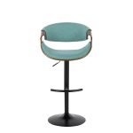 Curvo Mid-Century Teal Swivel Barstool Walnut and Black (Set of 2)