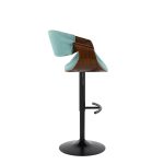 Curvo Mid-Century Teal Swivel Barstool Walnut and Black (Set of 2)