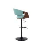 Curvo Mid-Century Teal Swivel Barstool Walnut and Black (Set of 2)
