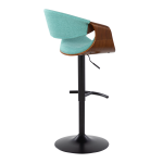 Curvo Mid-Century Teal Swivel Barstool Walnut and Black (Set of 2)