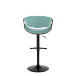 Curvo Mid-Century Teal Swivel Barstool Walnut and Black (Set of 2)