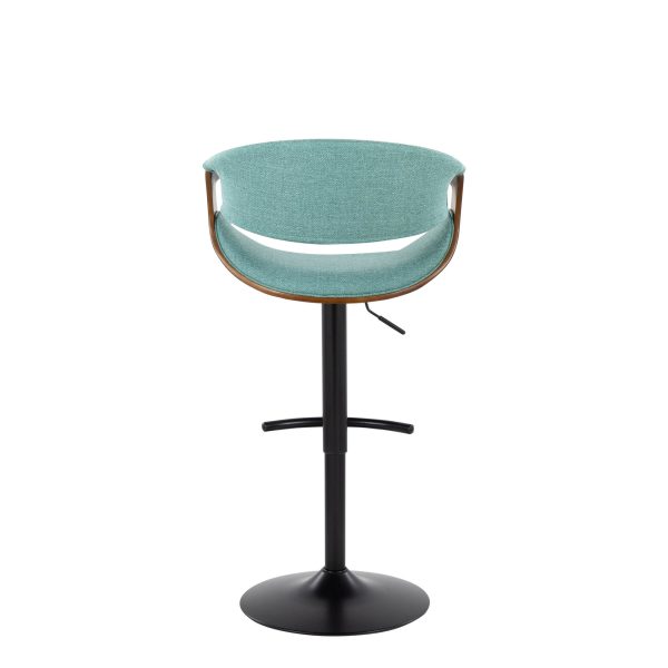 Curvo Mid Century Teal Swivel Barstool Walnut and Black Set of 2 9