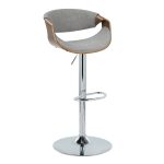 Curvo Mid-Century Walnut and Light Grey Swivel Barstool (Set of 2) 11 Curvo Mid-Century Walnut and Light Grey Swivel Barstool (Set of 2)