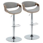 Curvo Mid-Century Walnut and Light Grey Swivel Barstool (Set of 2) 10 Curvo Mid-Century Walnut and Light Grey Swivel Barstool (Set of 2)