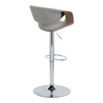 Curvo Mid-Century Walnut and Light Grey Swivel Barstool (Set of 2) 13 Curvo Mid-Century Walnut and Light Grey Swivel Barstool (Set of 2)