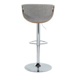 Curvo Mid-Century Walnut and Light Grey Swivel Barstool (Set of 2) 14 Curvo Mid-Century Walnut and Light Grey Swivel Barstool (Set of 2)