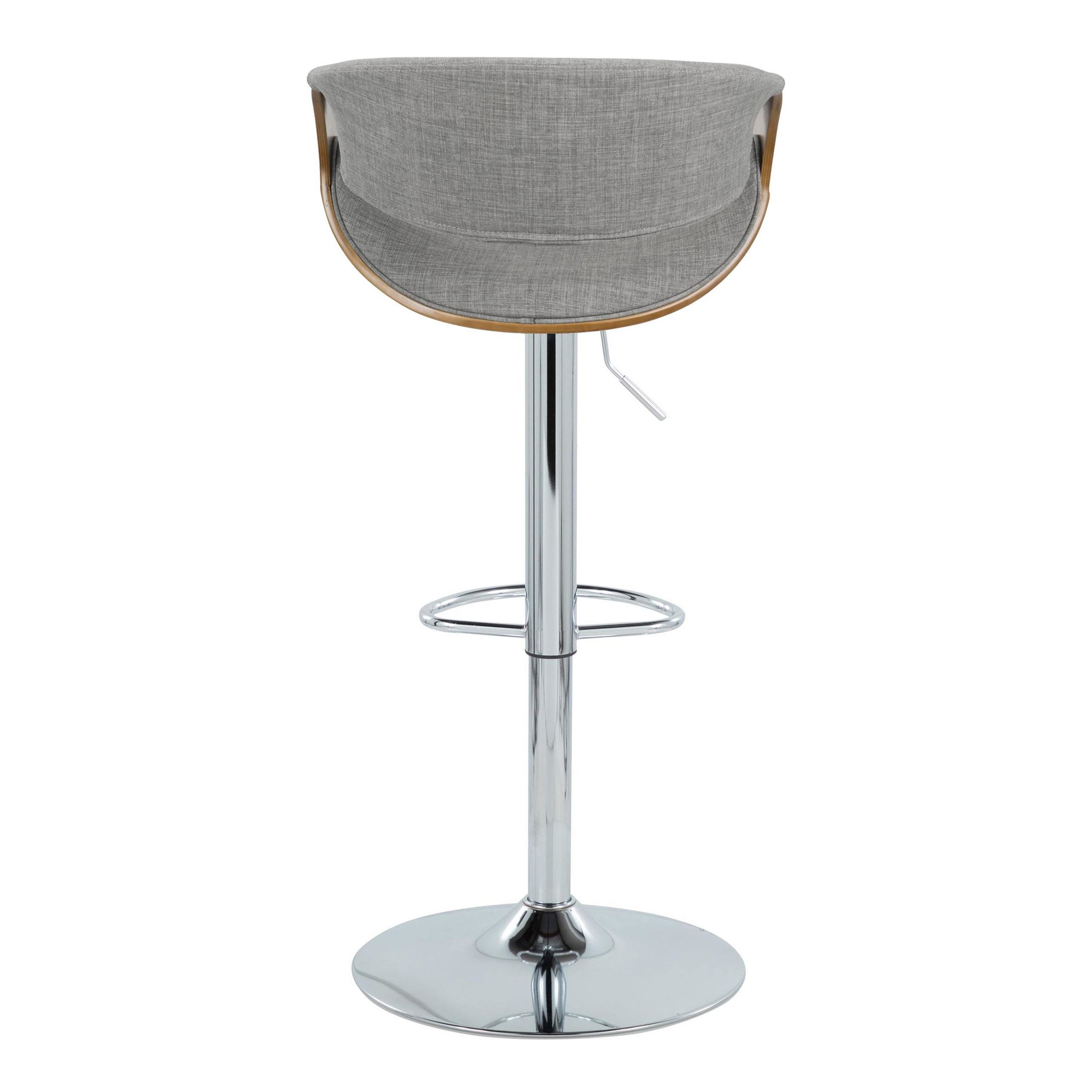 Curvo Mid-Century Walnut and Light Grey Swivel Barstool (Set of 2) 5 Curvo Mid-Century Walnut and Light Grey Swivel Barstool (Set of 2) - Image 5