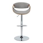 Curvo Mid-Century Walnut and Light Grey Swivel Barstool (Set of 2) 15 Curvo Mid-Century Walnut and Light Grey Swivel Barstool (Set of 2)