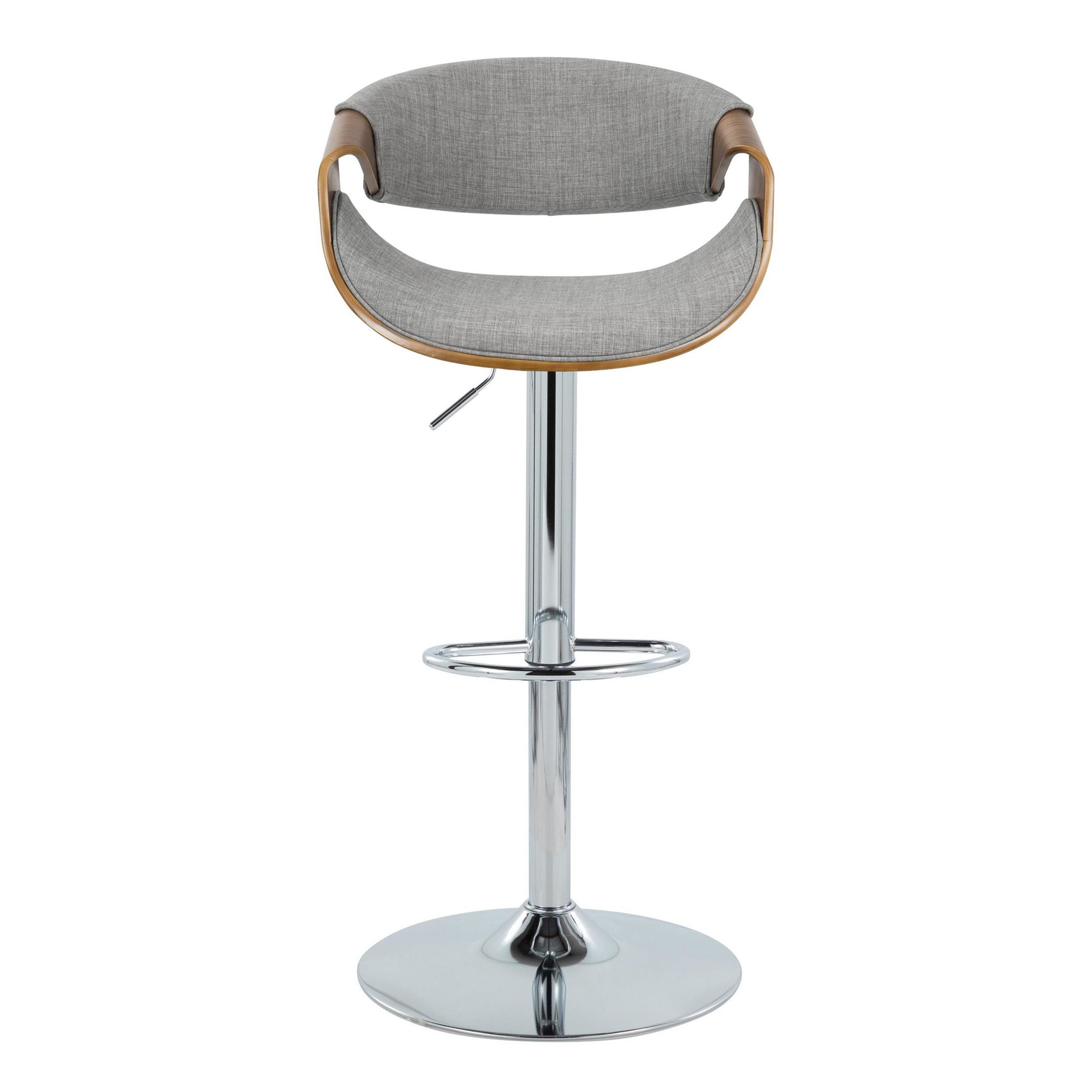 Curvo Mid-Century Walnut and Light Grey Swivel Barstool (Set of 2) 6 Curvo Mid-Century Walnut and Light Grey Swivel Barstool (Set of 2) - Image 6