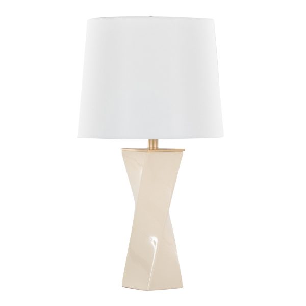 Curvo Square Cream Ceramic Contemporary Table Lamp 4
