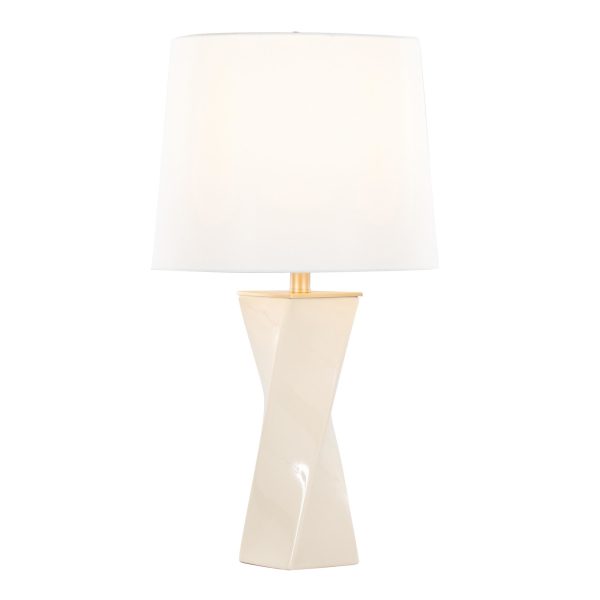Curvo Square Cream Ceramic Contemporary Table Lamp 5