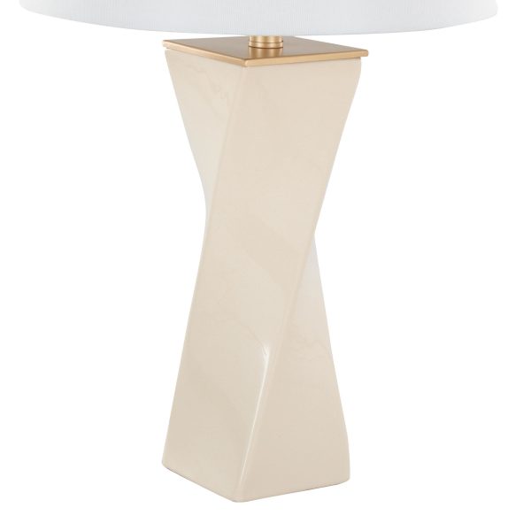Curvo Square Cream Ceramic Contemporary Table Lamp 7