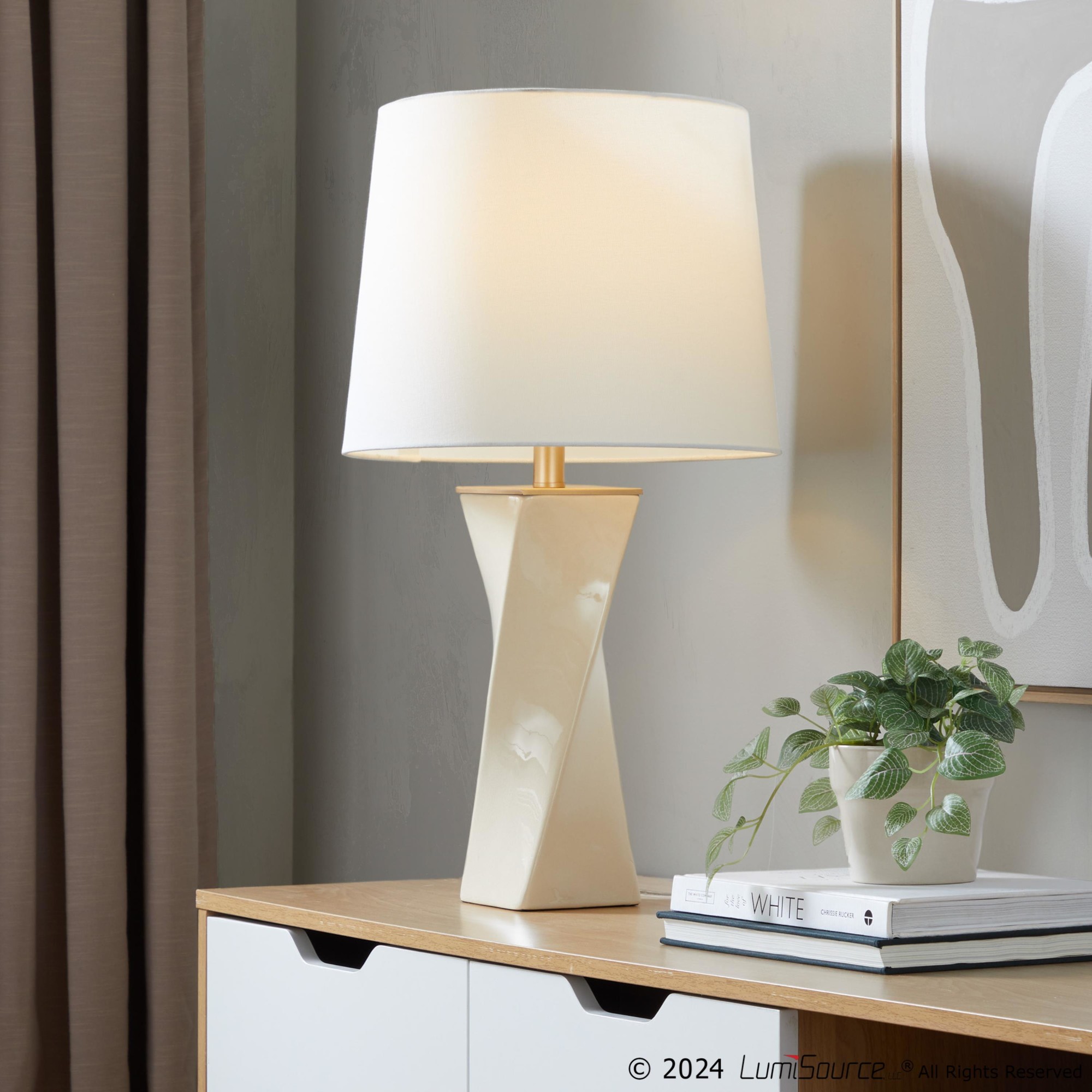 Curvo Square Cream Ceramic Contemporary Table Lamp 1 Curvo Square Cream Ceramic Contemporary Table Lamp