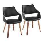 Curvo Walnut Black Faux Leather High-Back Contemporary Chairs (Set of 2) 11 Curvo Walnut Black Faux Leather High-Back Contemporary Chairs (Set of 2)