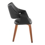 Curvo Walnut Black Faux Leather High-Back Contemporary Chairs (Set of 2) 13 Curvo Walnut Black Faux Leather High-Back Contemporary Chairs (Set of 2)