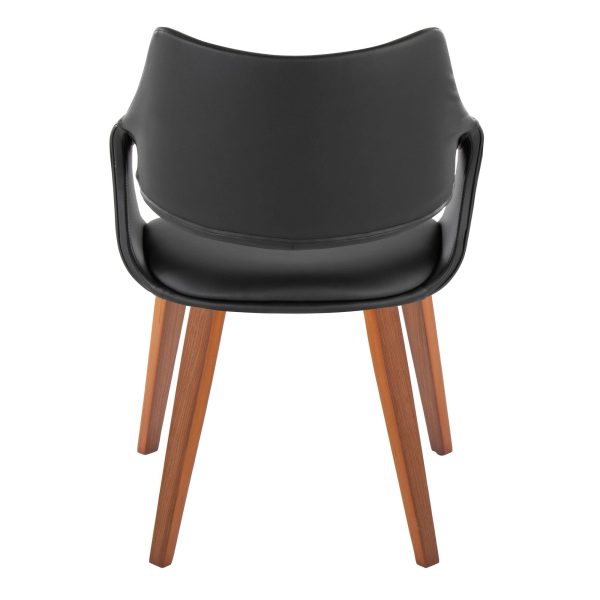 Curvo Walnut Black Faux Leather High Back Contemporary Chairs Set of 2 5