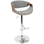 Curvo Walnut Light Grey Mid-Century Modern Barstool (Set of 2)