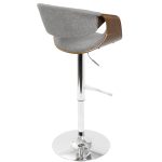 Curvo Walnut Light Grey Mid-Century Modern Barstool (Set of 2)