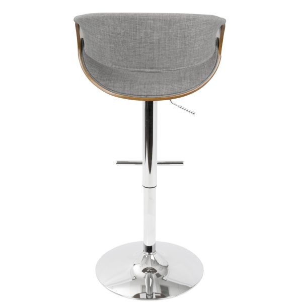 Curvo Walnut Light Grey Mid Century Modern Barstool Set of 2 5