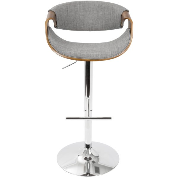 Curvo Walnut Light Grey Mid Century Modern Barstool Set of 2 6