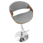 Curvo Walnut Light Grey Mid-Century Modern Barstool (Set of 2)