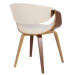 Curvo Walnut Wood Cream Fabric Mid-Century Modern Chairs (Set of 2) 29 Curvo Walnut Wood Cream Fabric Mid-Century Modern Chairs (Set of 2)