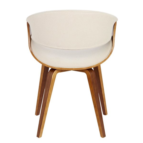 Curvo Walnut Wood Cream Fabric Mid Century Modern Chairs Set of 2 12