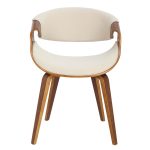 Curvo Walnut Wood Cream Fabric Mid-Century Modern Chairs (Set of 2) 31 Curvo Walnut Wood Cream Fabric Mid-Century Modern Chairs (Set of 2)
