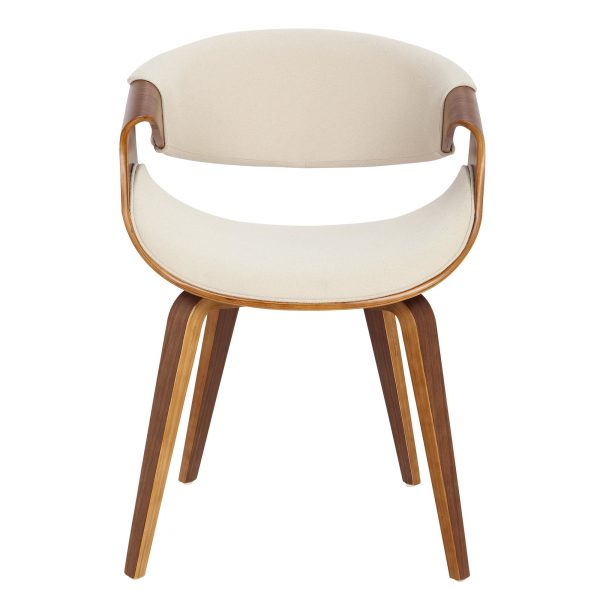 Curvo Walnut Wood Cream Fabric Mid Century Modern Chairs Set of 2 13
