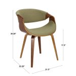 Curvo Walnut Wood Cream Fabric Mid-Century Modern Chairs (Set of 2) 33 Curvo Walnut Wood Cream Fabric Mid-Century Modern Chairs (Set of 2)