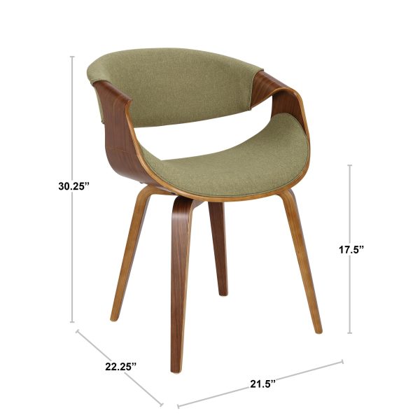 Curvo Walnut Wood Cream Fabric Mid Century Modern Chairs Set of 2 15