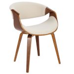 Curvo Walnut Wood Cream Fabric Mid-Century Modern Chairs (Set of 2) 27 Curvo Walnut Wood Cream Fabric Mid-Century Modern Chairs (Set of 2)