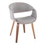 Curvo Walnut Wood Grey Fabric Contemporary Upholstered Chairs (Set of 2) 12 Curvo Walnut Wood Grey Fabric Contemporary Upholstered Chairs (Set of 2)