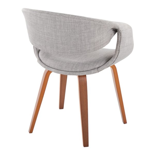 Curvo Walnut Wood Grey Fabric Contemporary Upholstered Chairs Set of 2 4