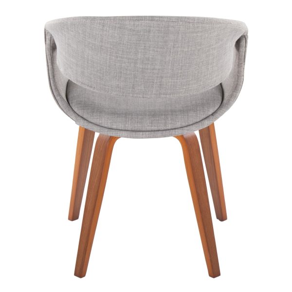 Curvo Walnut Wood Grey Fabric Contemporary Upholstered Chairs Set of 2 5
