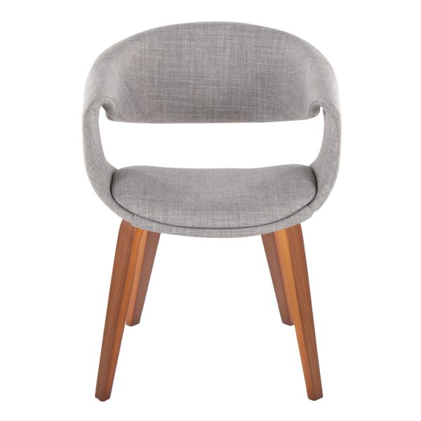 Curvo Walnut Wood Grey Fabric Contemporary Upholstered Chairs Set of 2 6