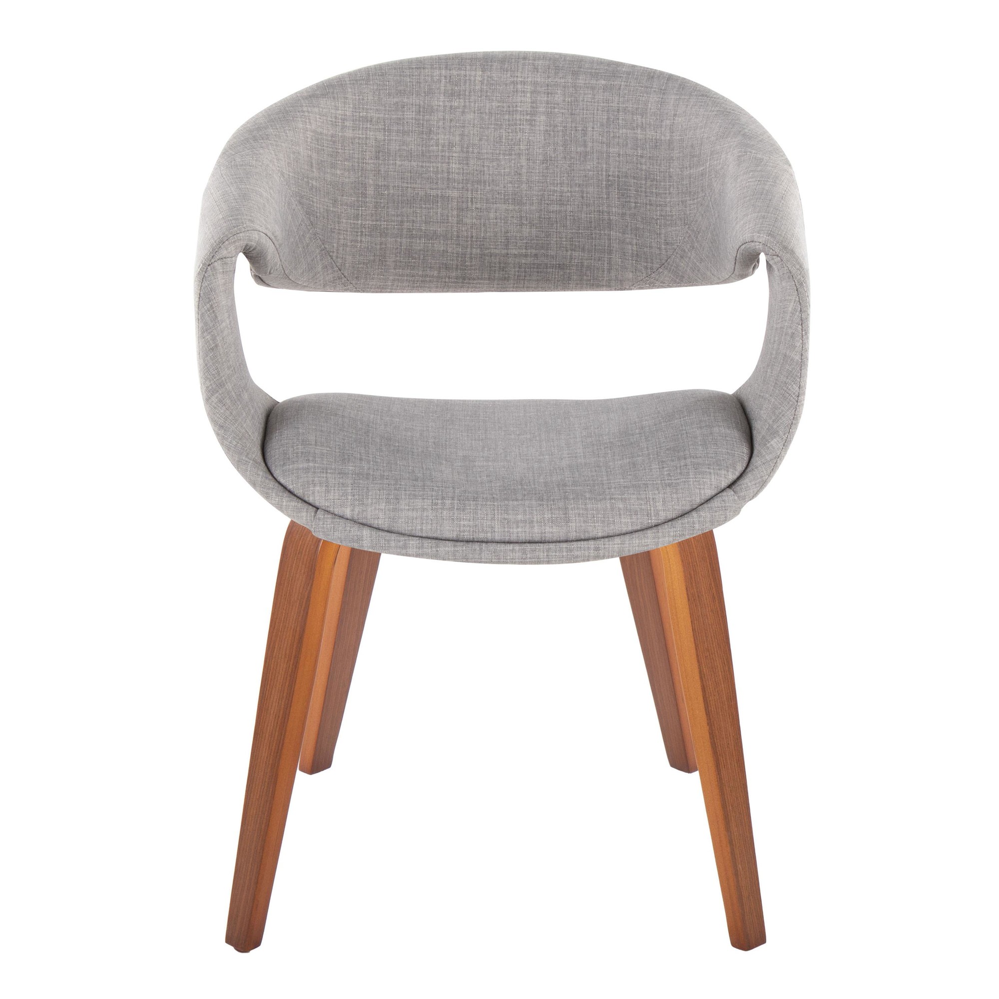 Curvo Walnut Wood Grey Fabric Contemporary Upholstered Chairs (Set of 2) 7 Curvo Walnut Wood Grey Fabric Contemporary Upholstered Chairs (Set of 2) - Image 7
