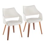 Curvo Walnut Wood White Faux Leather Contemporary Dining Chairs (Set of 2) 11 Curvo Walnut Wood White Faux Leather Contemporary Dining Chairs (Set of 2)