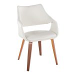 Curvo Walnut Wood White Faux Leather Contemporary Dining Chairs (Set of 2) 12 Curvo Walnut Wood White Faux Leather Contemporary Dining Chairs (Set of 2)