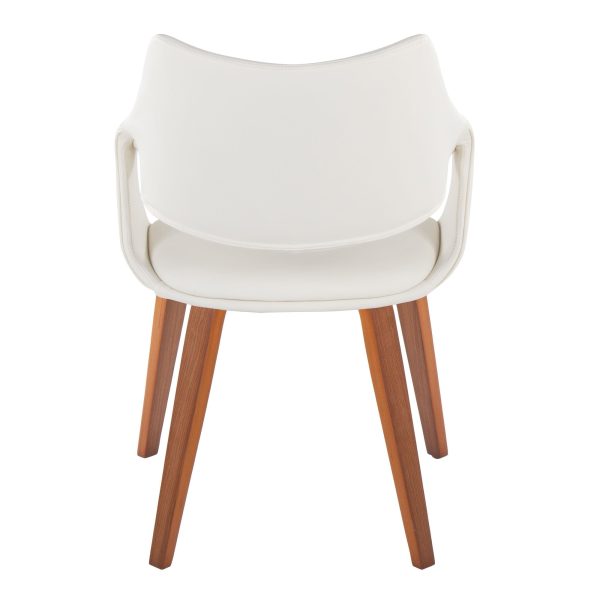 Curvo Walnut Wood White Faux Leather Contemporary Dining Chairs Set of 2 5