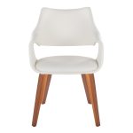 Curvo Walnut Wood White Faux Leather Contemporary Dining Chairs (Set of 2) 16 Curvo Walnut Wood White Faux Leather Contemporary Dining Chairs (Set of 2)