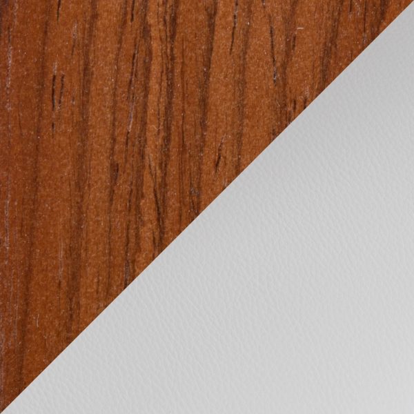 Curvo Walnut Wood White Faux Leather Contemporary Dining Chairs Set of 2 8