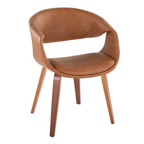 Curvo Walnut and Camel Contemporary Upholstered Chairs Set of 2 2