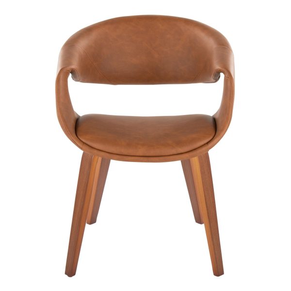 Curvo Walnut and Camel Contemporary Upholstered Chairs Set of 2 6