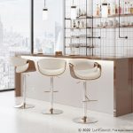 Curvo Walnut and Cream Mid-Century Modern Swivel Barstool 11 Curvo Walnut and Cream Mid-Century Modern Swivel Barstool